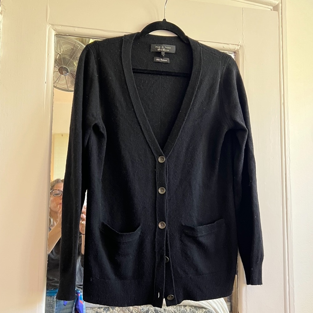 Rag & Bone 100% Cashmere Special Edition Black Cardigan Sweater